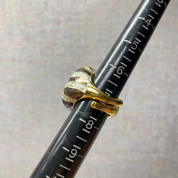 Mens Statement Ring Large Square Pink Gemstone Gold Tone Bold Fashion Ajustable - Picture 6 of 7